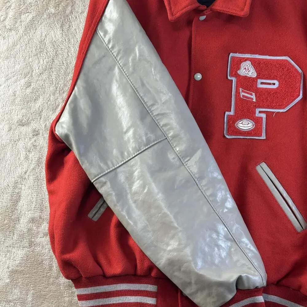 Vintage Holloway Varsity Jacket Mens XL Red Wool Mustangs Letterman P Patch